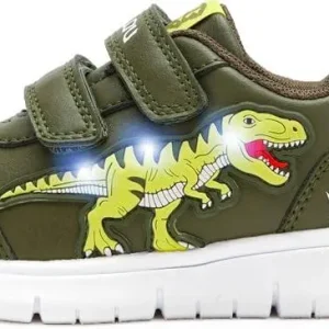 baskets enfant vert motif dinosaure